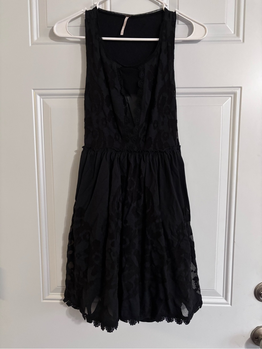 Free People Black Sleeveless Textured Skater Dress